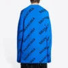 Wollen trui met rondhals en all-over logo “Blue” 657400T15673964