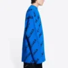 Wollen trui met rondhals en all-over logo “Blue” 657400T15673964