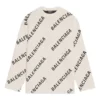 Wollen trui met rondhals en logo over het hele oppervlak “White” 657401T32009054
