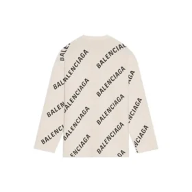 Wollen trui met rondhals en logo over het hele oppervlak “White” 657401T32009054