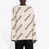 Wollen trui met rondhals en logo over het hele oppervlak “White” 657401T32009054