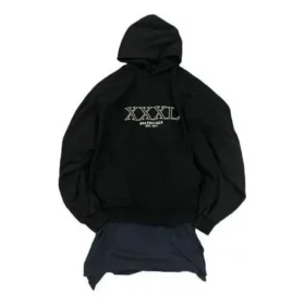 XXXL T-shirt met patches en Hoodie, oversized “Zwart” 720406TNVD91070