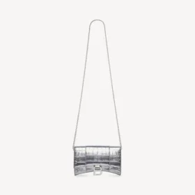 Zilveren damesportemonnee met ketting in Hourglass-vorm