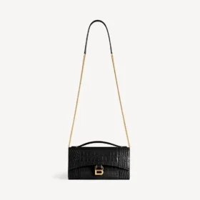 Zwart damespochetje in Hourglass-model met ketting