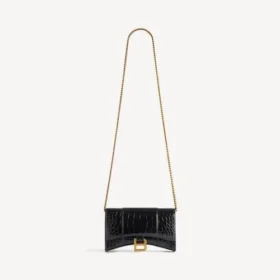 Zwart damesportemonnee met ketting in Hourglass-vorm