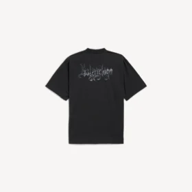Zwart T-shirt voor heren met schetsachtige print en medium pasvorm